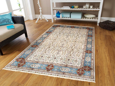Canvello Hereke Hand-Knotted Pure Silk Area Rug- 5'1" X 8'3"