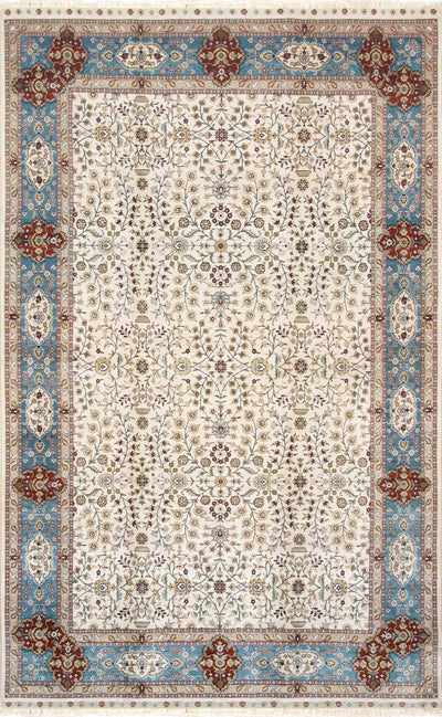 Canvello Hereke Hand - Knotted Pure Silk Area Rug - 5'1" X 8'3" - Canvello