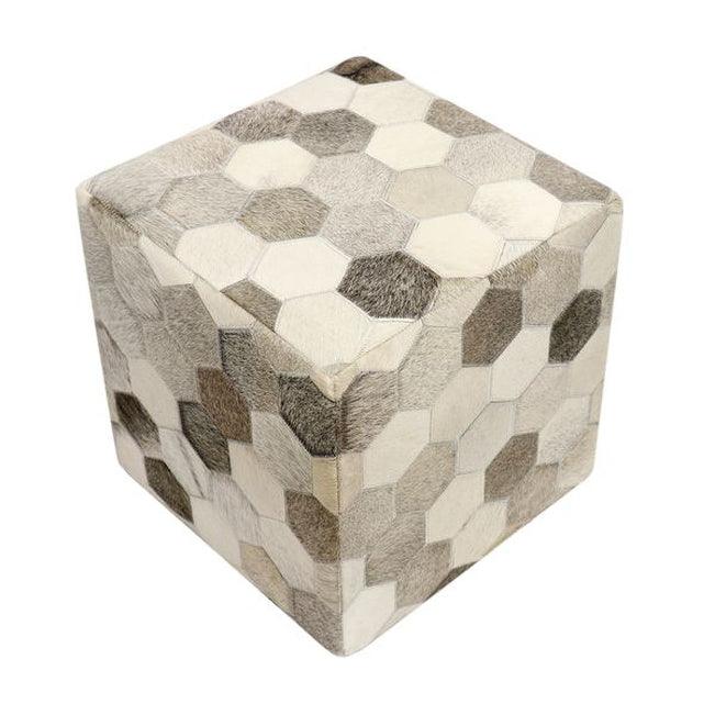 Canvello Home Cowhide Ottoman 18" x 18" x 18" - Canvello