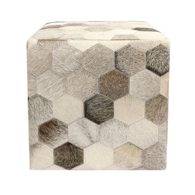 Canvello Home Cowhide Ottoman 18" x 18" x 18" - Canvello