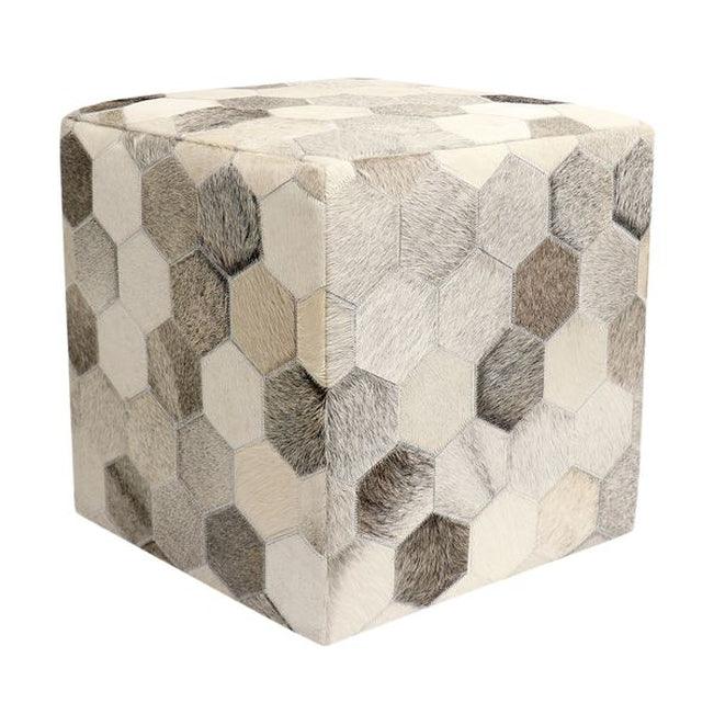 Canvello Home Cowhide Ottoman 18" x 18" x 18" - Canvello