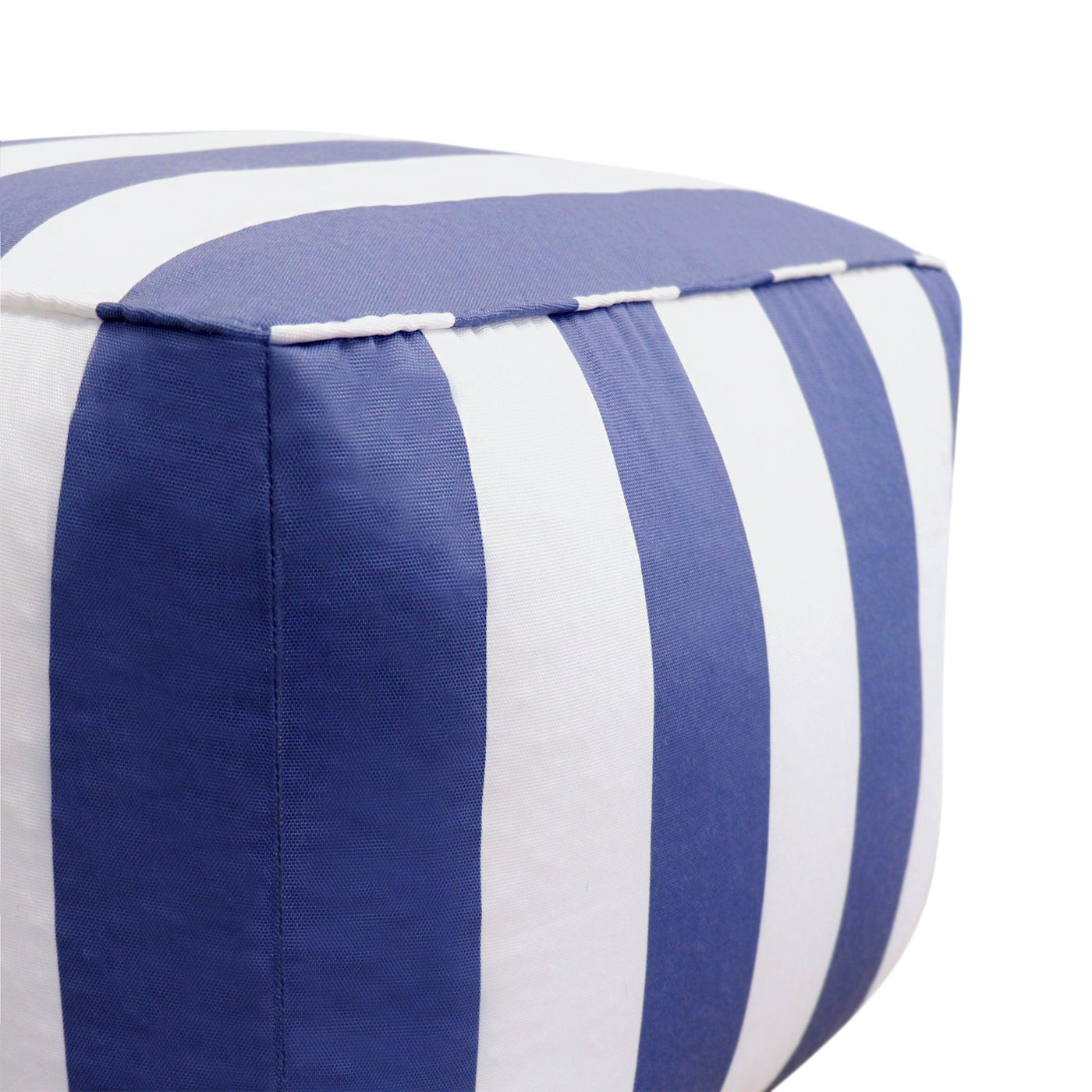 Canvello Home Galaxy White/Blue Striped Pouf - Canvello