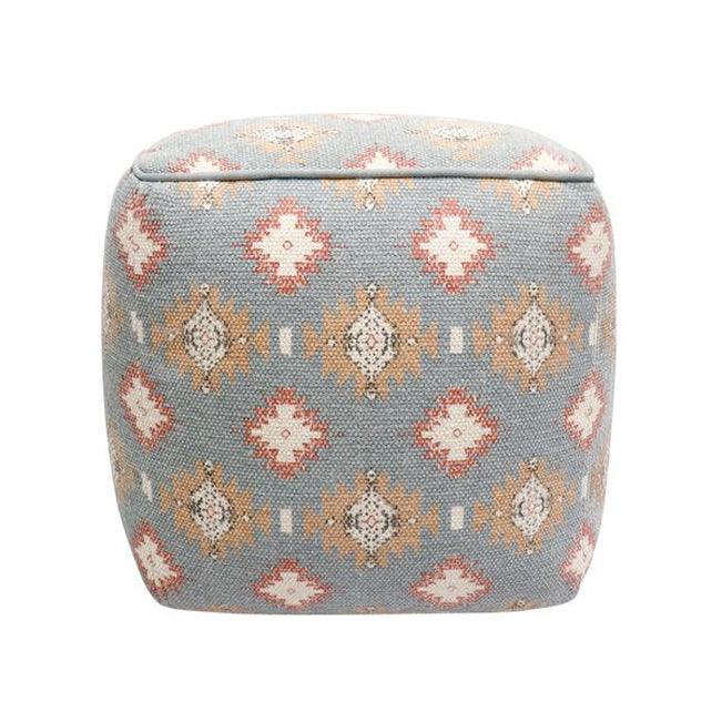 Canvello Home Grandcanyon Cotton Grey & Multi Pouf - Canvello