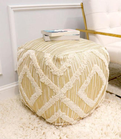 Canvello Home Grandcanyon Cotton Pouf (Ivory) - Canvello