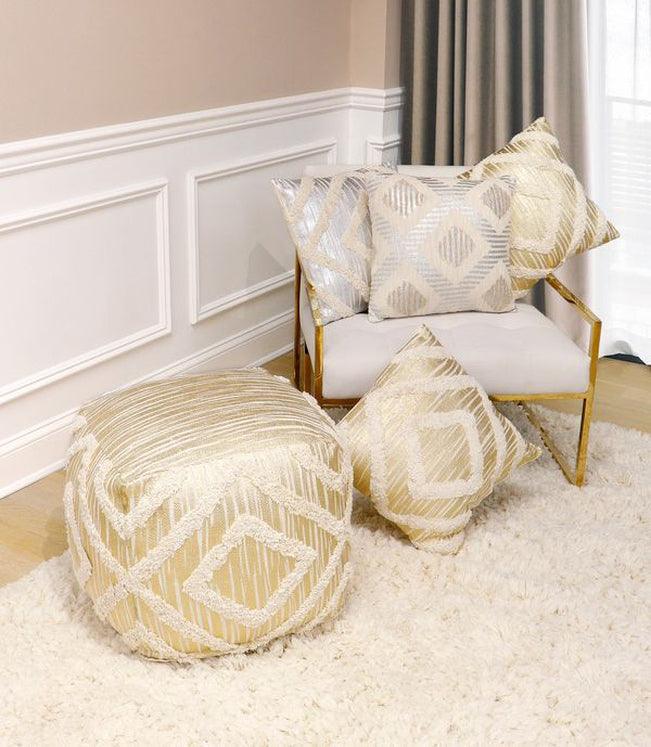 Canvello Home Grandcanyon Cotton Pouf (Ivory) - Canvello