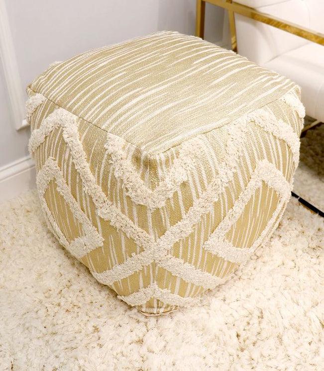 Canvello Home Grandcanyon Cotton Pouf (Ivory) - Canvello