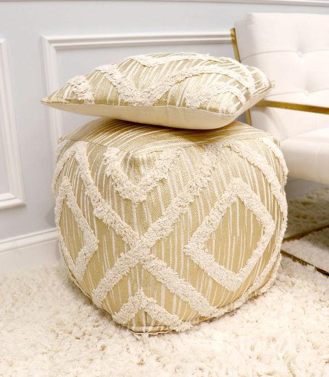 Canvello Home Grandcanyon Cotton Pouf (Ivory) - Canvello