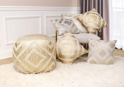 Canvello Home Grandcanyon Cotton Pouf (Ivory) - Canvello