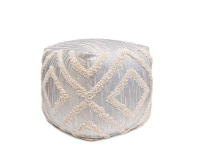 Canvello Home Grandcanyon Cotton Pouf (Silver) - Canvello