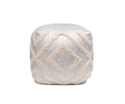 Canvello Home Grandcanyon Cotton Pouf (Silver) - Canvello