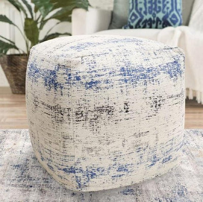 Canvello Home Grandcanyon Distressed Cotton Pouf - Canvello