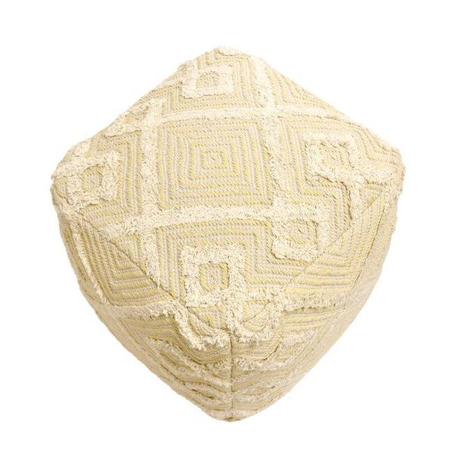 Canvello Home Grandcanyon Yellow/Ivory Cotton Pouf - Canvello