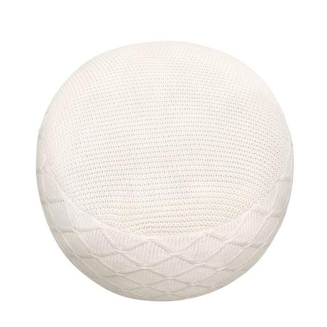 Canvello Home Santorini Collection Cotton Pouf, Ivory - Canvello