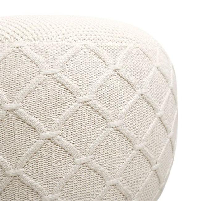 Canvello Home Santorini Collection Cotton Pouf, Ivory - Canvello