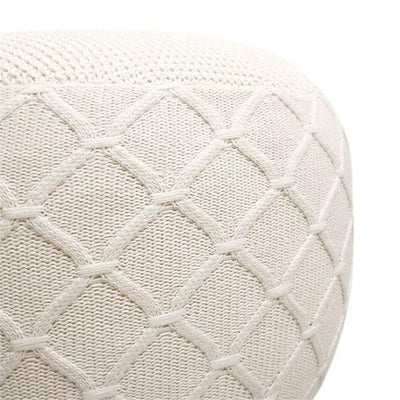 Canvello Home Santorini Collection Cotton Pouf, Ivory - Canvello