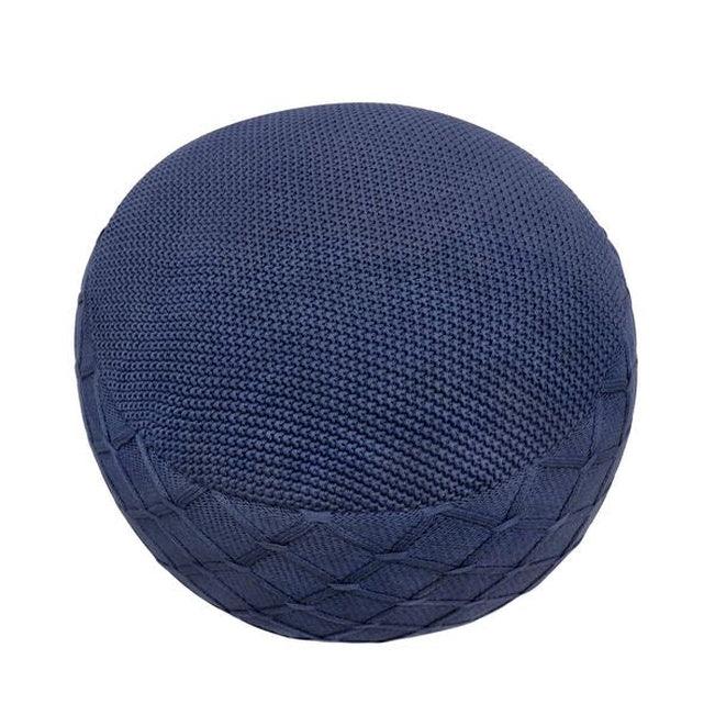 Canvello Home Santorini Collection Cotton Pouf, Navy - Canvello