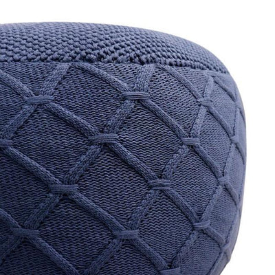 Canvello Home Santorini Collection Cotton Pouf, Navy - Canvello