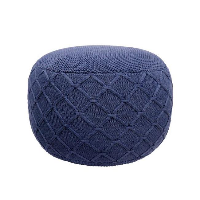 Canvello Home Santorini Collection Cotton Pouf, Navy - Canvello