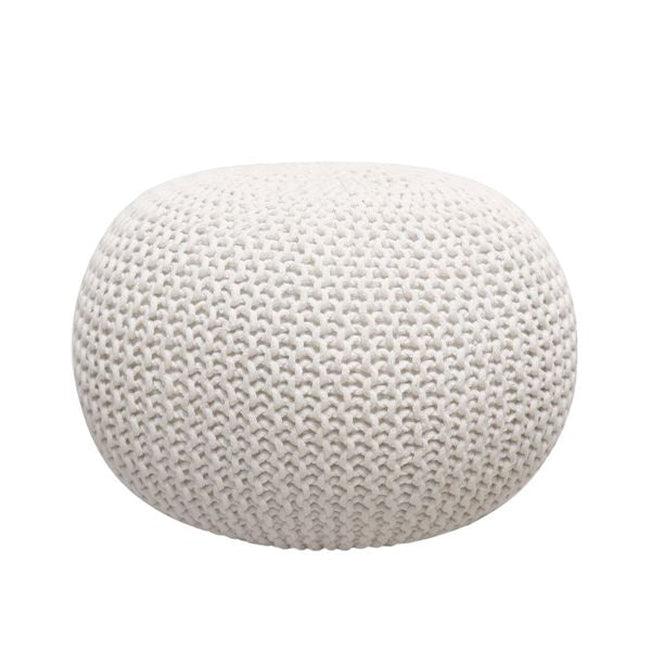 Canvello Home Santorini Cotton Pouf, Ivory - Canvello