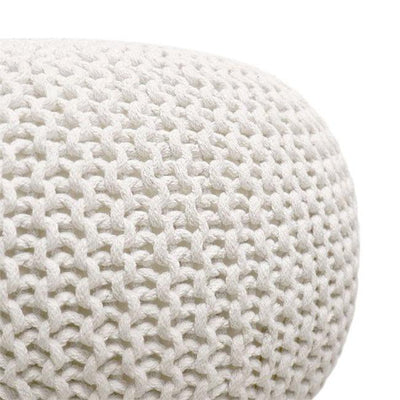 Canvello Home Santorini Cotton Pouf, Ivory - Canvello