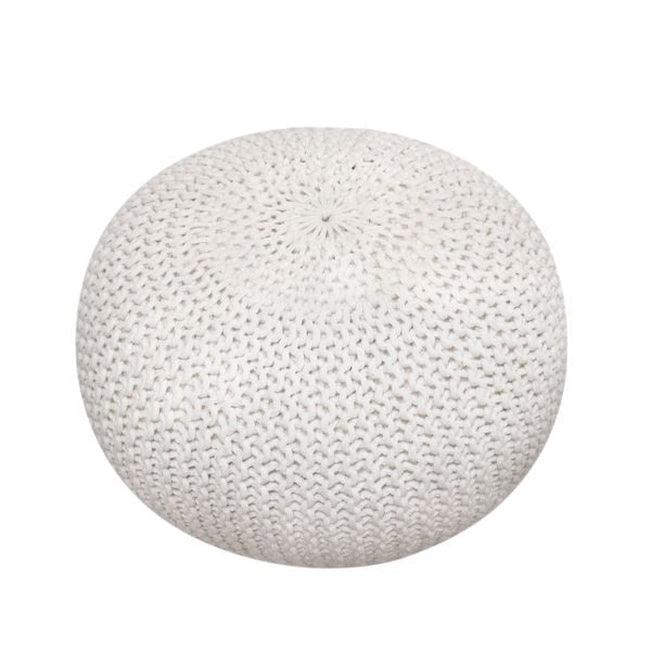 Canvello Home Santorini Cotton Pouf, Ivory - Canvello