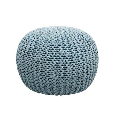 Canvello Home Santorini Cotton Pouf, L. Blue - Canvello