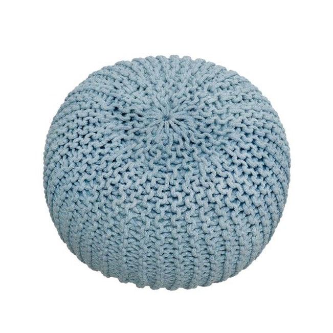 Canvello Home Santorini Cotton Pouf, L. Blue - Canvello