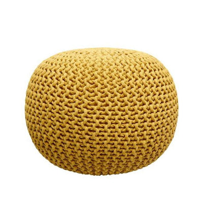 Canvello Home Santorini Cotton Pouf, L. Gold - Canvello