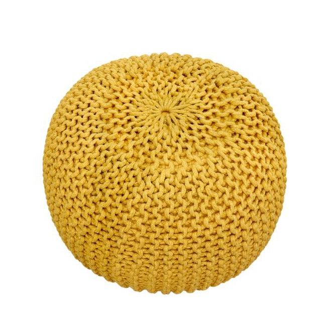 Canvello Home Santorini Cotton Pouf, L. Gold - Canvello