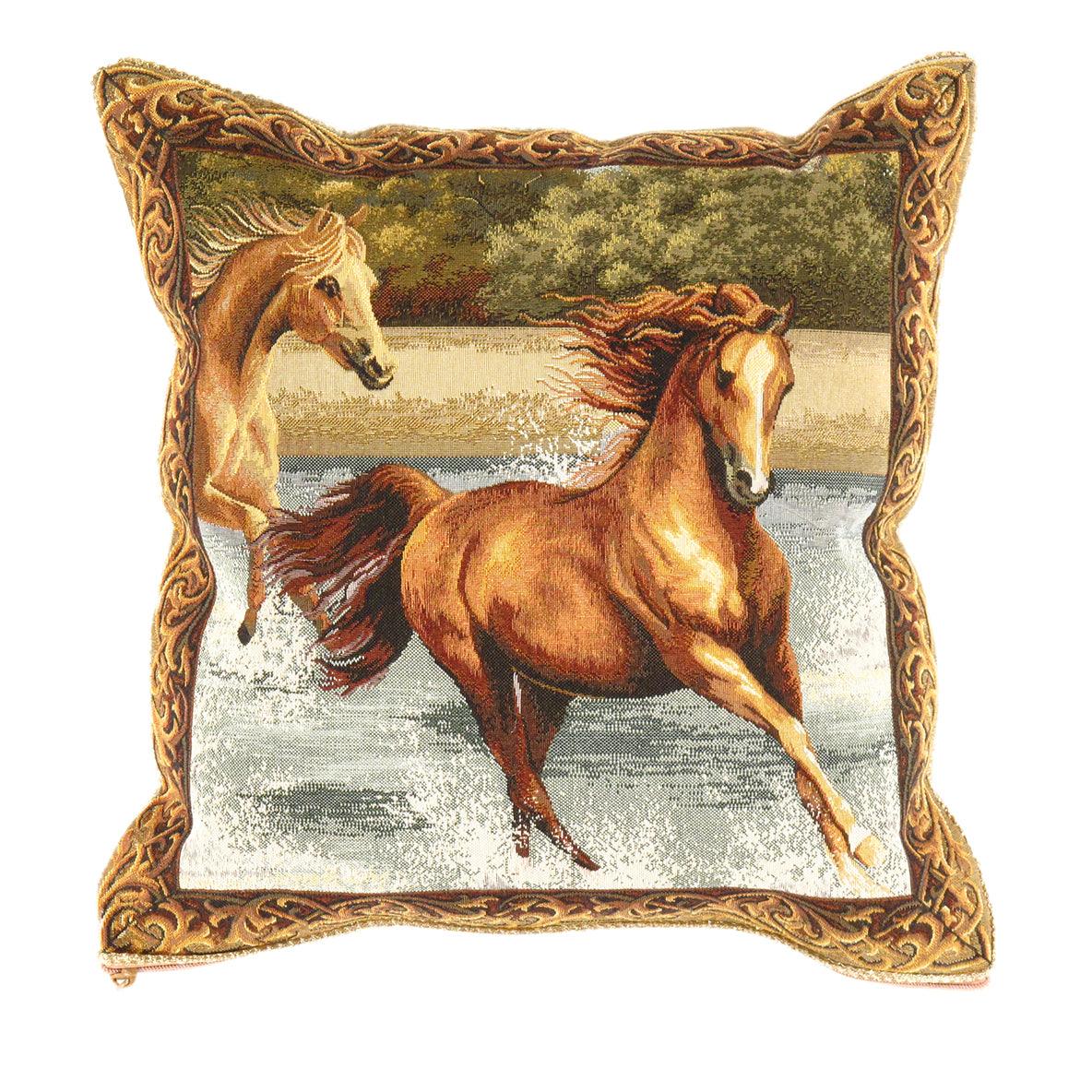 Canvello Horse French Tapestry Cushion - 20" X 20" - Canvello