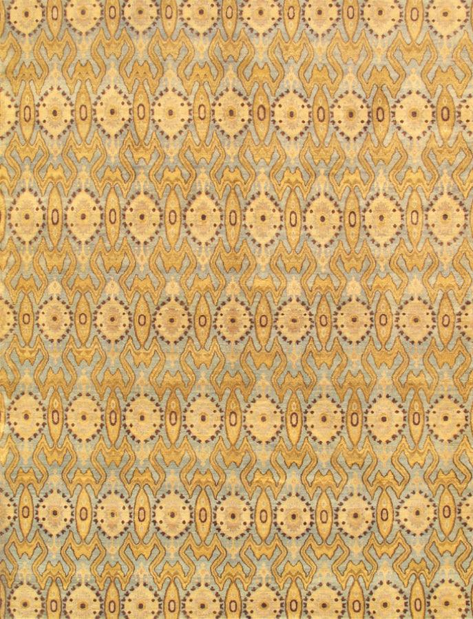 Canvello Ikat Design Blue And Gold Area Rugs - 9'10" X 13'7"