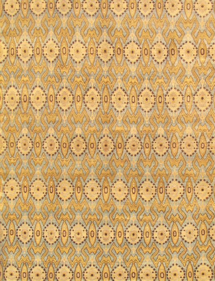 Canvello Ikat Design Blue And Gold Area Rugs - 9'10" X 13'7" - Canvello