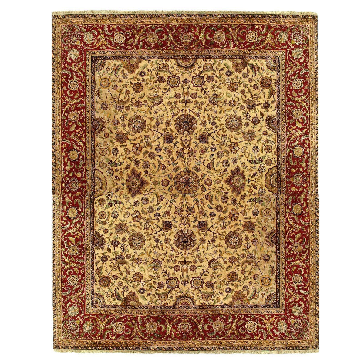 Canvello Indo Agra Beige New Zealand Wool Rug - 12' x 15'3"	 , ,