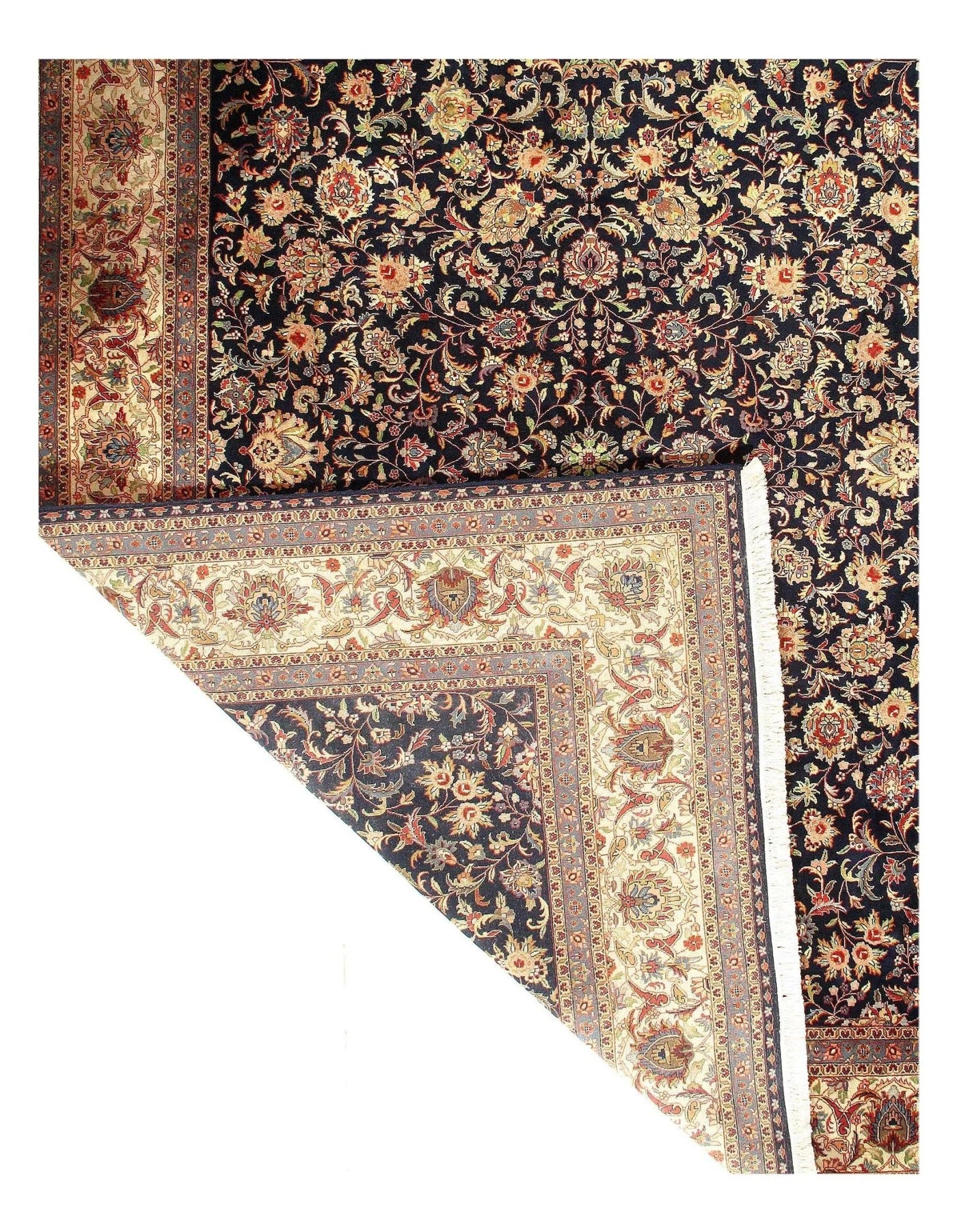 Canvello Indo Kashan Design Hand Knotted Rug - 9'1" X 12'3" - Canvello