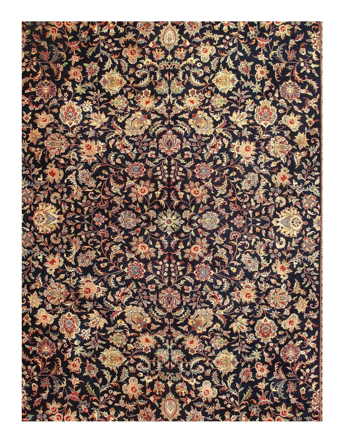 Canvello Indo Kashan Design Hand Knotted Rug - 9'1" X 12'3" - Canvello