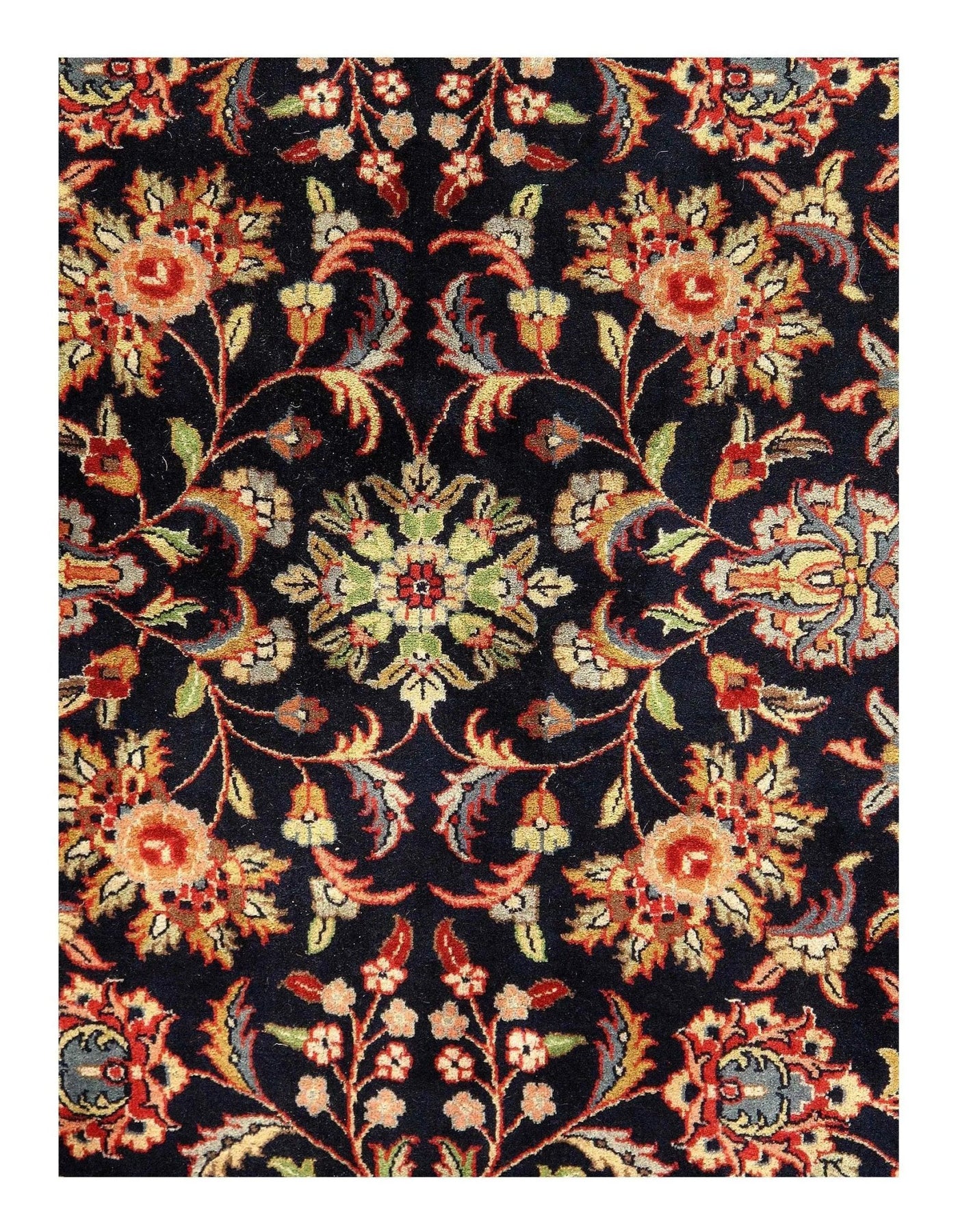 Canvello Indo Kashan Design Hand Knotted Rug - 9'1" X 12'3" - Canvello