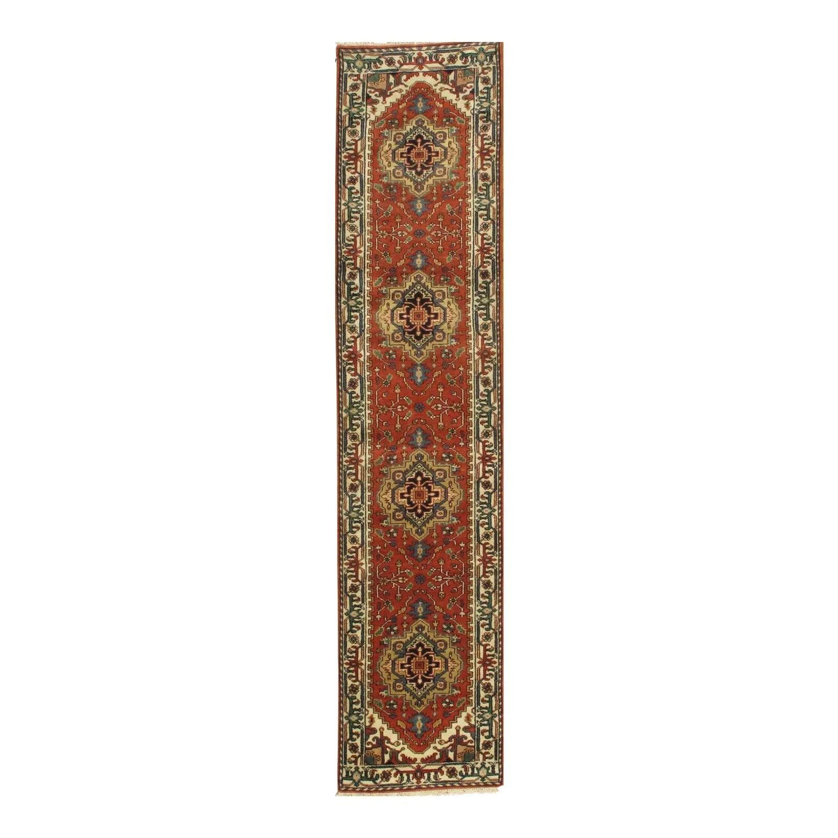 Canvello Indo Serapi Design Hand-Knotted Runner- 2'6" X 11'8"
