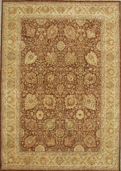 Canvello Indo Tabriz Design Hand-Knotted Lamb's Wool Area Rug-10'1" X 14'3"