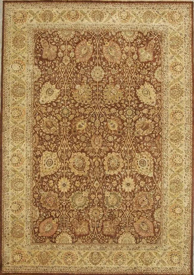 Canvello Indo Tabriz Design Hand - Knotted Lamb's Wool Area Rug - 10'1" X 14'3" - Canvello