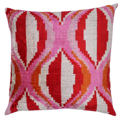 Canvello Invisible Zipper Silk Velvet Pink Red Throw Pillows - 20x20 in - Canvello