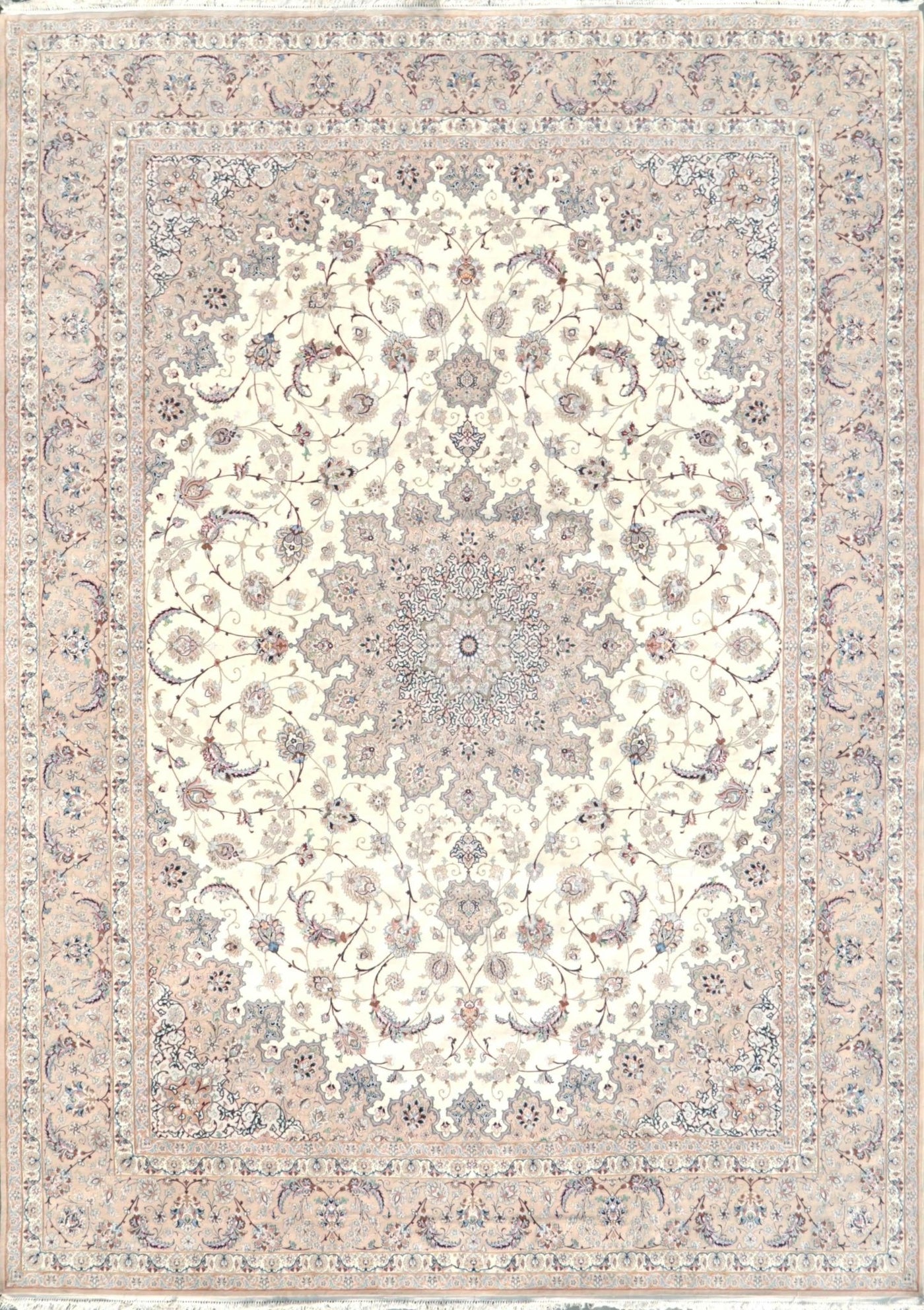 Canvello Isfahan Hand - Knotted Ivory Wool Rug - 11'6" X 16'3" - Canvello