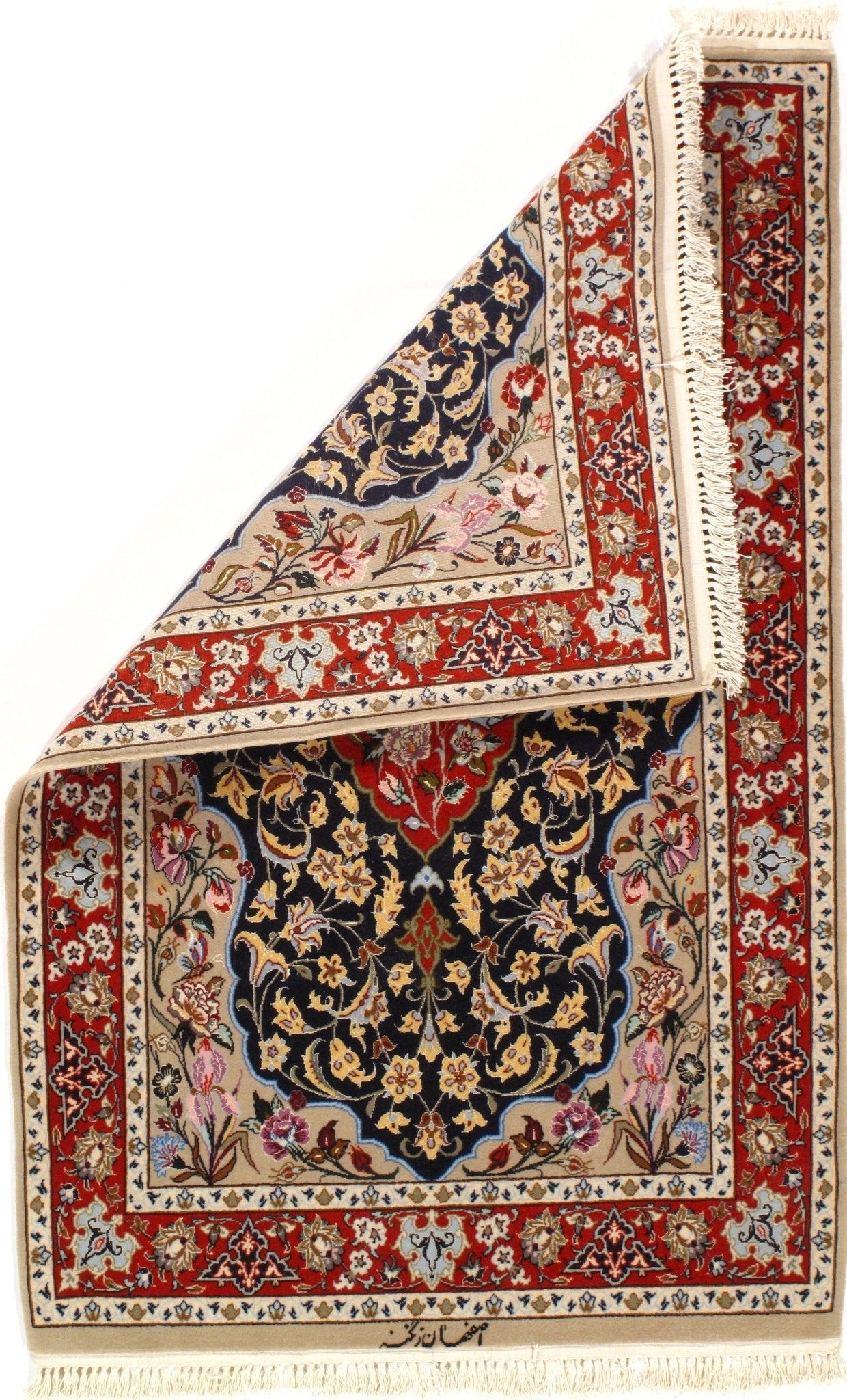 Canvello Isfahan Silk Red And Blue Area Rug - 3' X 4' - Canvello