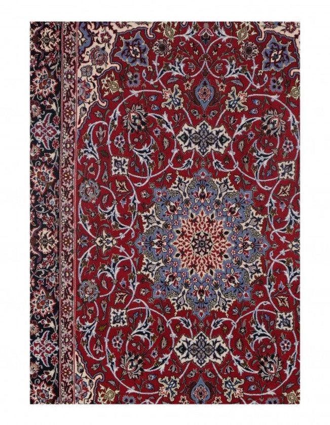 Canvello Isfahan Silk-Wool Blue And Silver Rug - 3'8" X 6'2"
