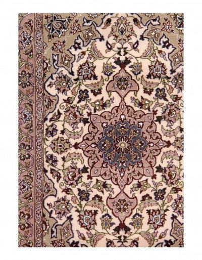 Canvello Isfahan Silk & Wool Gray Beige Rug - 2'4" X 3'5" - Canvello