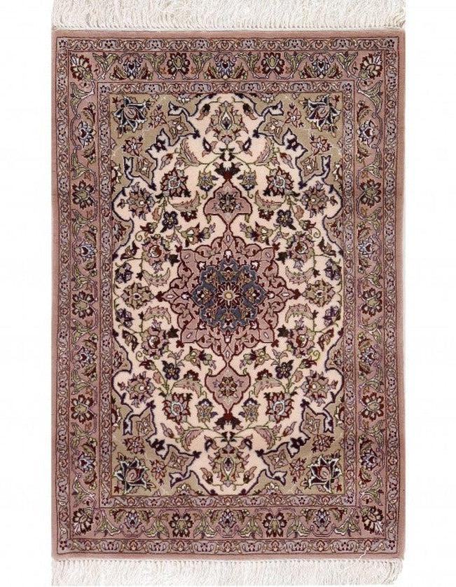 Canvello Isfahan Silk & Wool Gray Beige Rug - 2'4" X 3'5" - Canvello