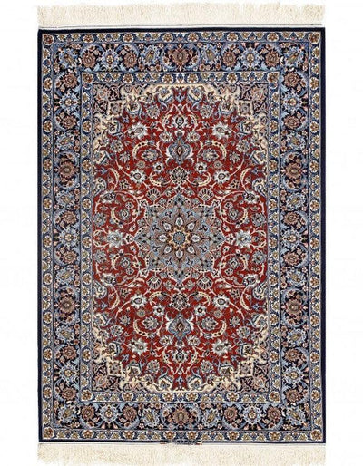 Canvello Isfahan Silk & Wool Light Blue Area Rug - 3'8" X 5'4" - Canvello