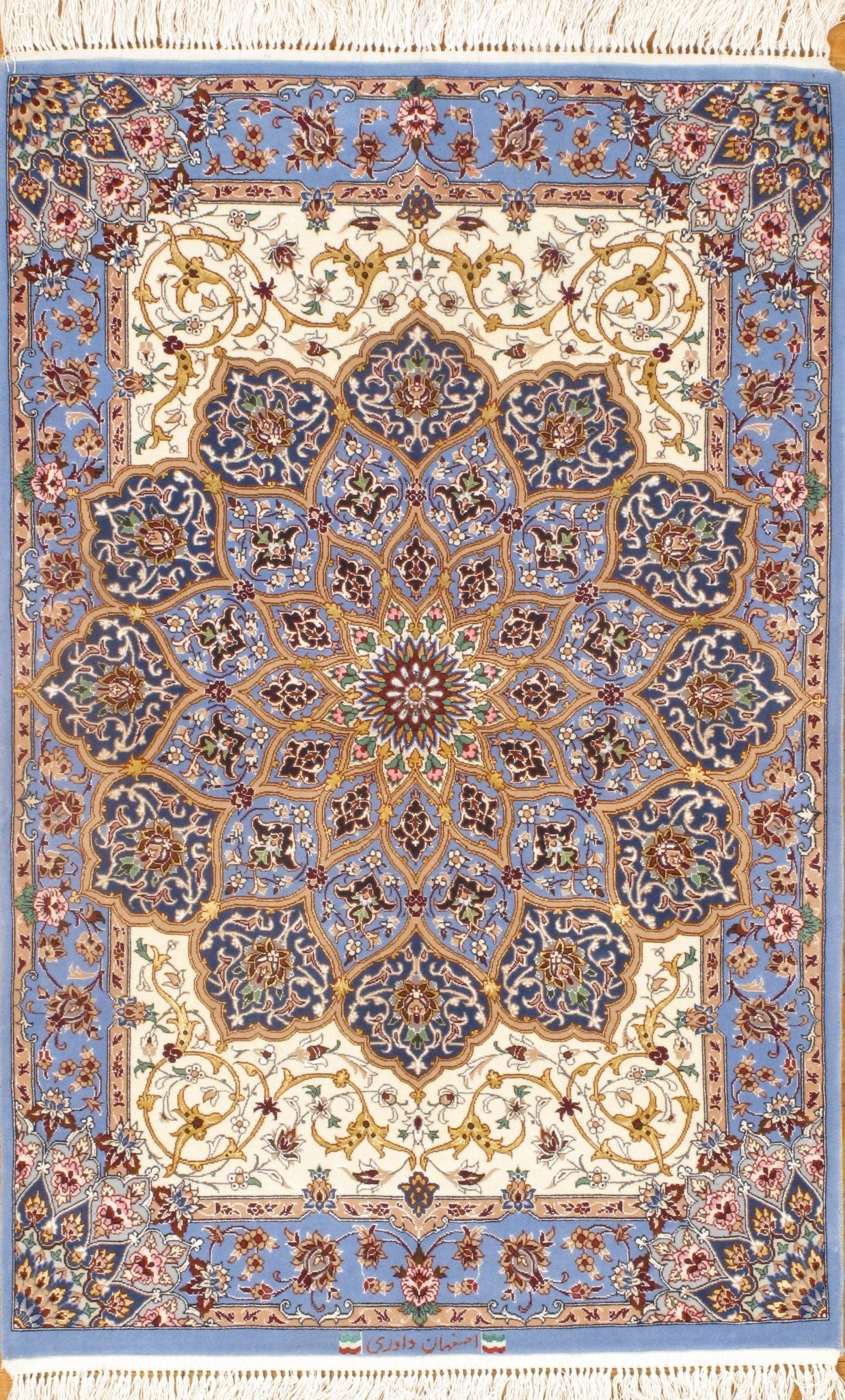 Canvello Isfahan Silk & Wool Light Blue Rugs - 3' x 5 ' - Canvello