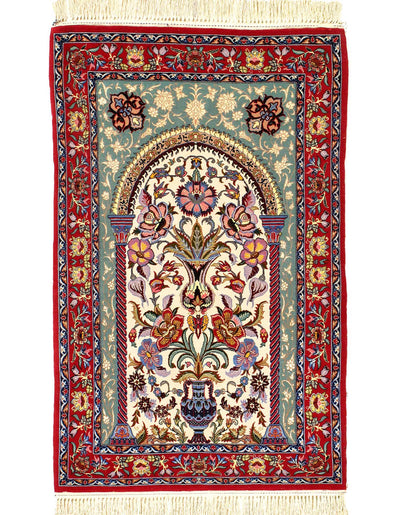 Canvello Isfahan Silk & Wool Mehrab Design - 2'5" X 3'11" - Canvello