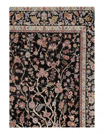 Canvello Isfahan Wool & Silk Large Black Rug - 4′11″ × 7′6″ - Canvello