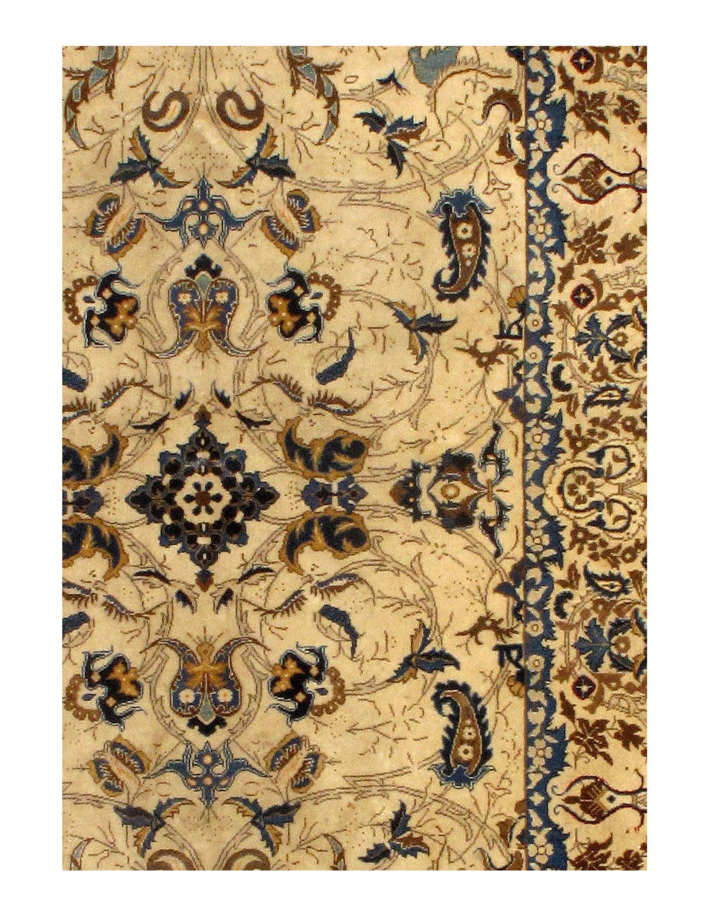 Canvello Ivory Antique Persian Kashan Rug - 4'1'' X 7'